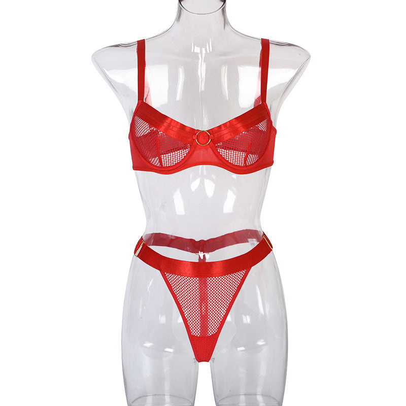 Mesh Stitching Lingerie Set