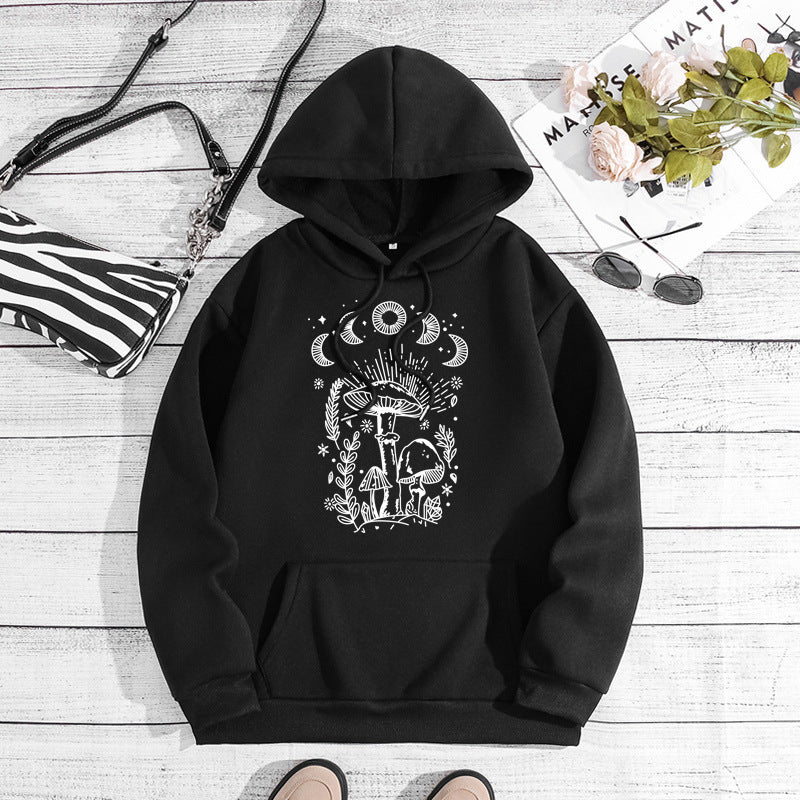 Wrap Collar Velvet Thickened Hooded Sweatshirt