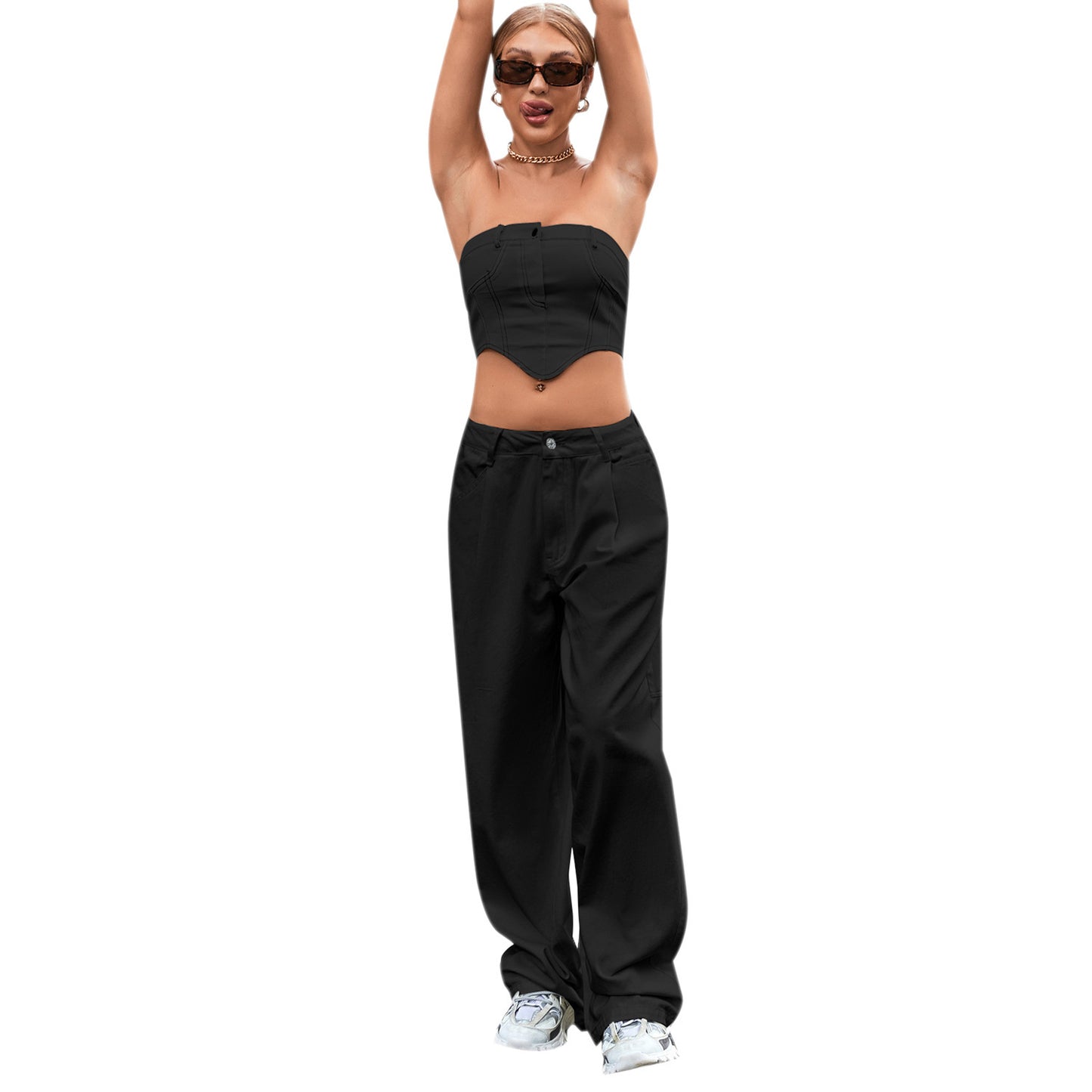 Trendy High Waist Loose Trousers