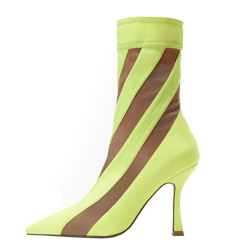 Pointed Toe Stretch High Heel Boots