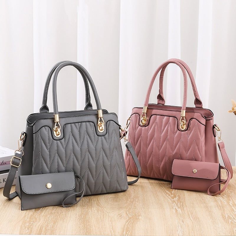 Embroidered Diamond Pattern Handbag