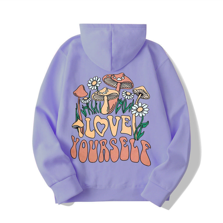Loose Mushroom Slogan Hoodie