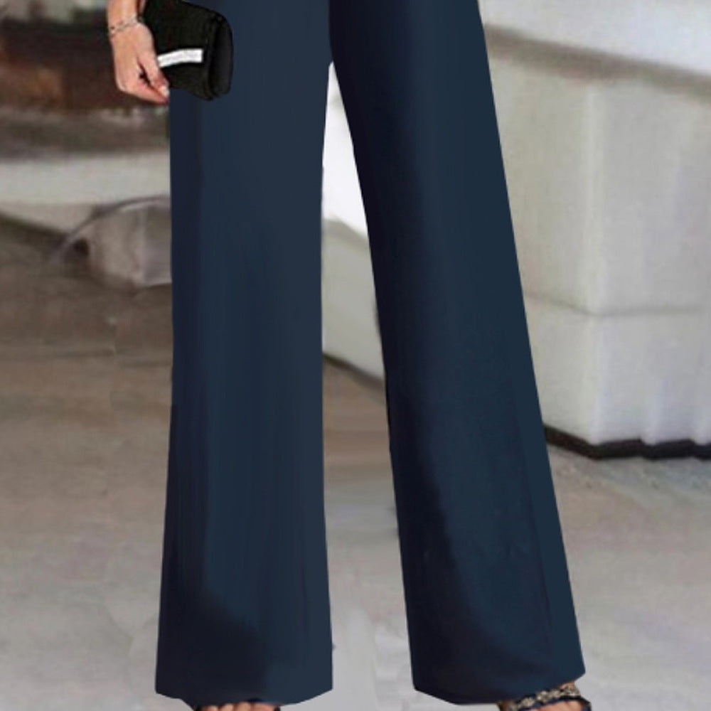 Diagonal Collar Strapless Jumpsuit
