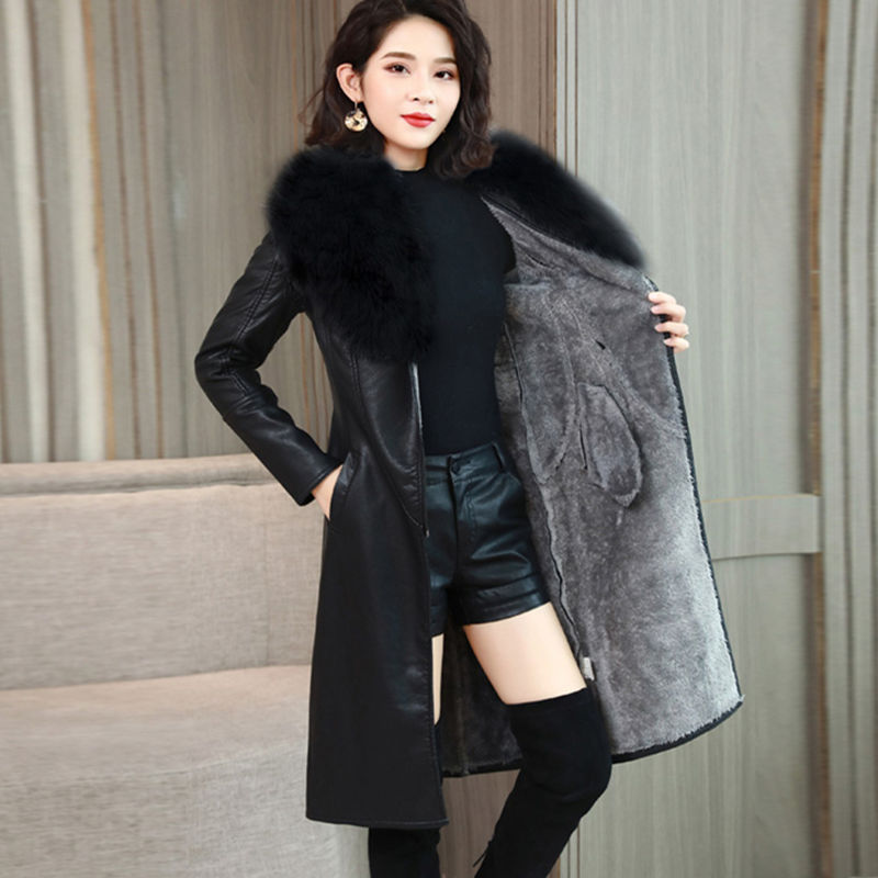 Velvet Long Leather Jacket