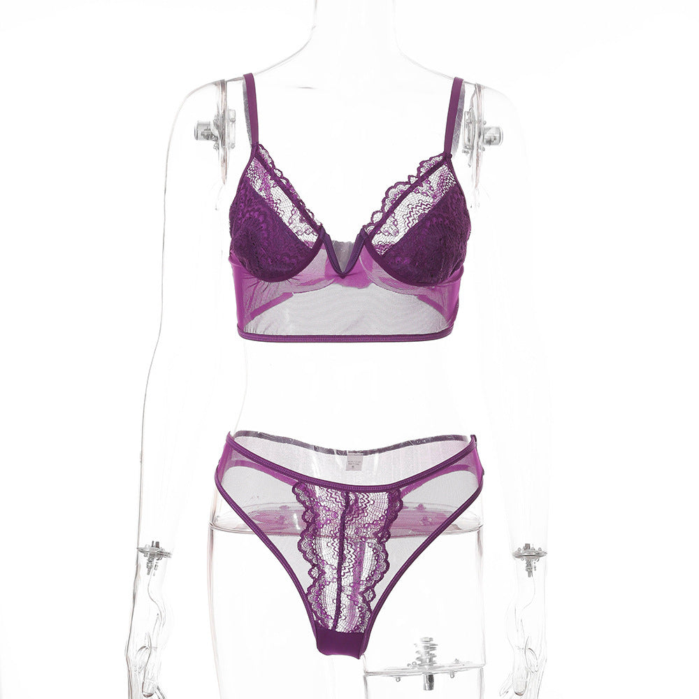 Lace flower bra set