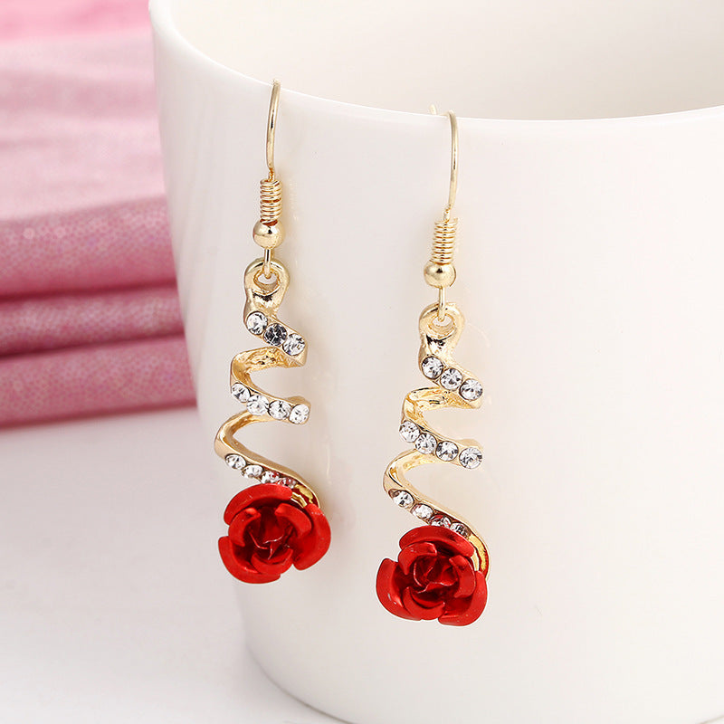 Rose flower earrings