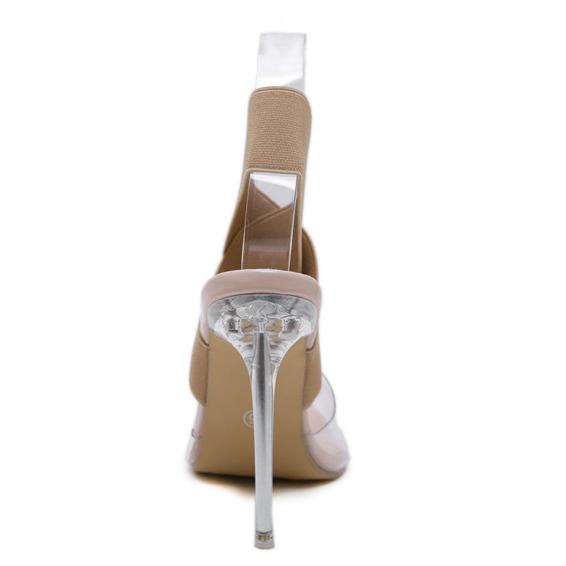 Apricot Wrap Transparent Stiletto Sandals