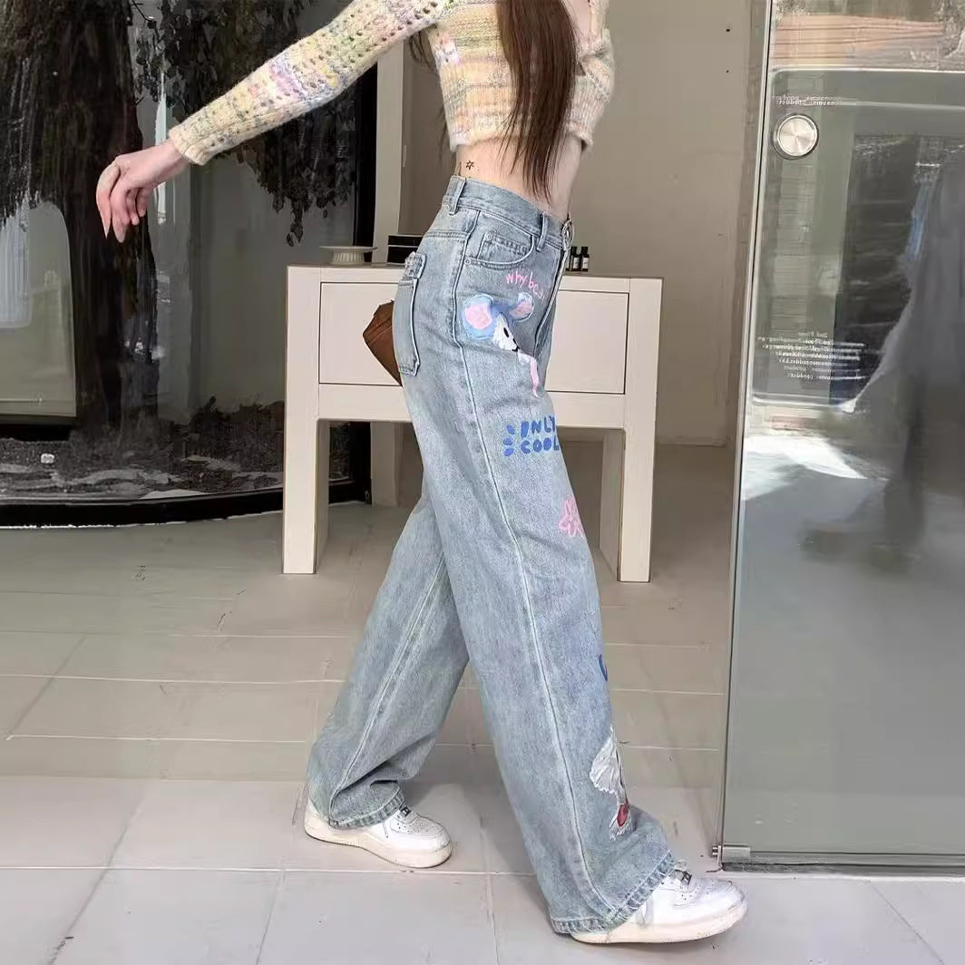 High Waist Loose Straight Wide Leg Jeans
