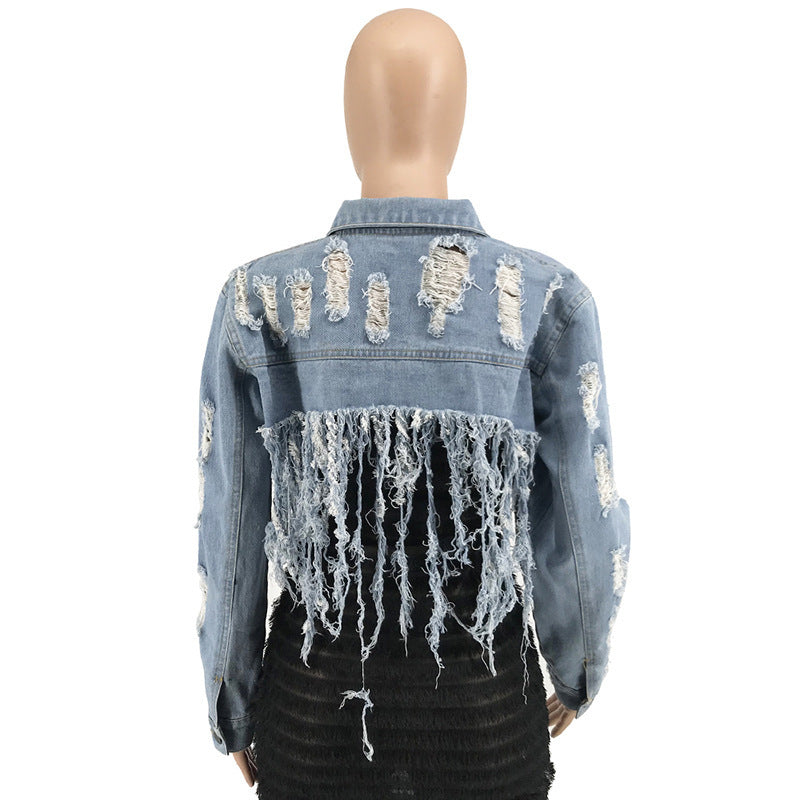 Fringed denim jacket