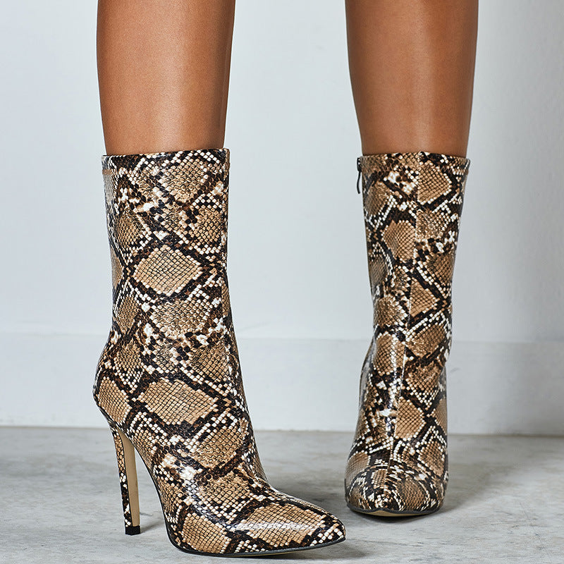 Snake pattern stiletto heels