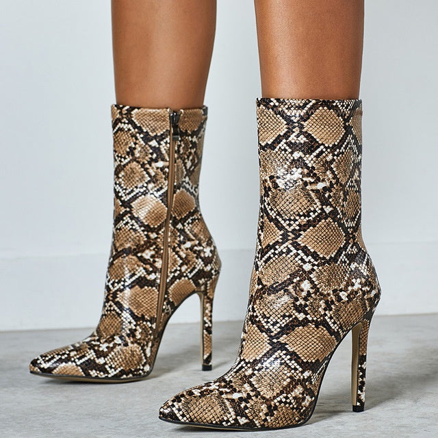 Snake pattern stiletto heels