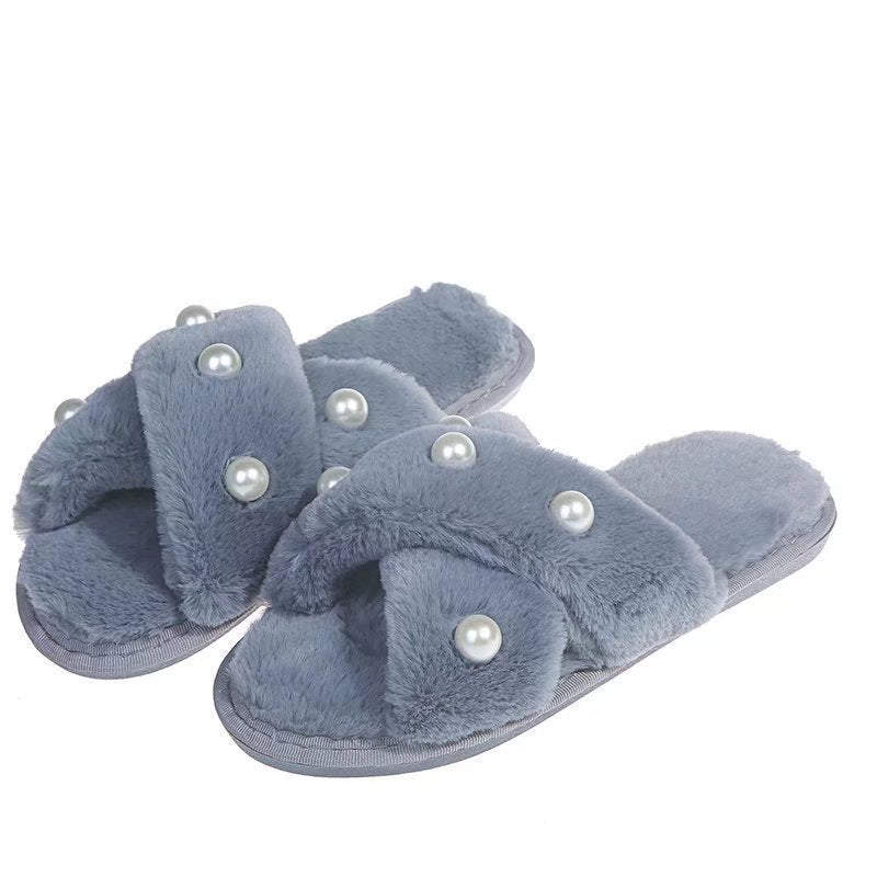 Warm Pearl Cross Slippers