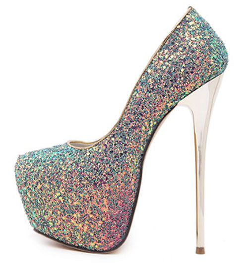 Stiletto Platform Sequined High Heels