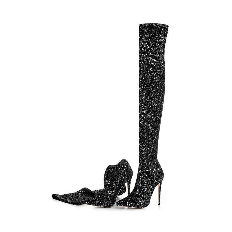 Stretch Cloth Over The Knee Boots