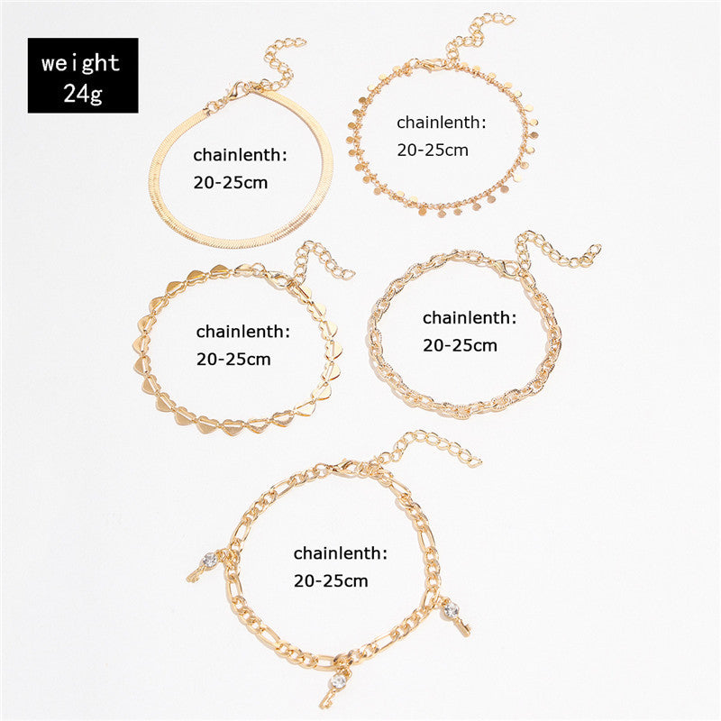 5 Pcs Gold Color Anklets