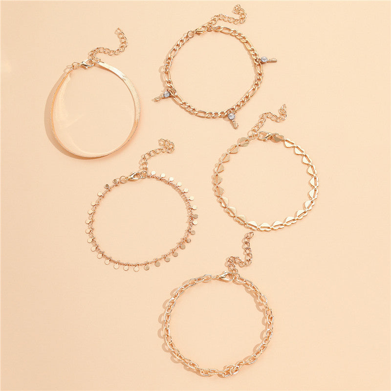 5 Pcs Gold Color Anklets