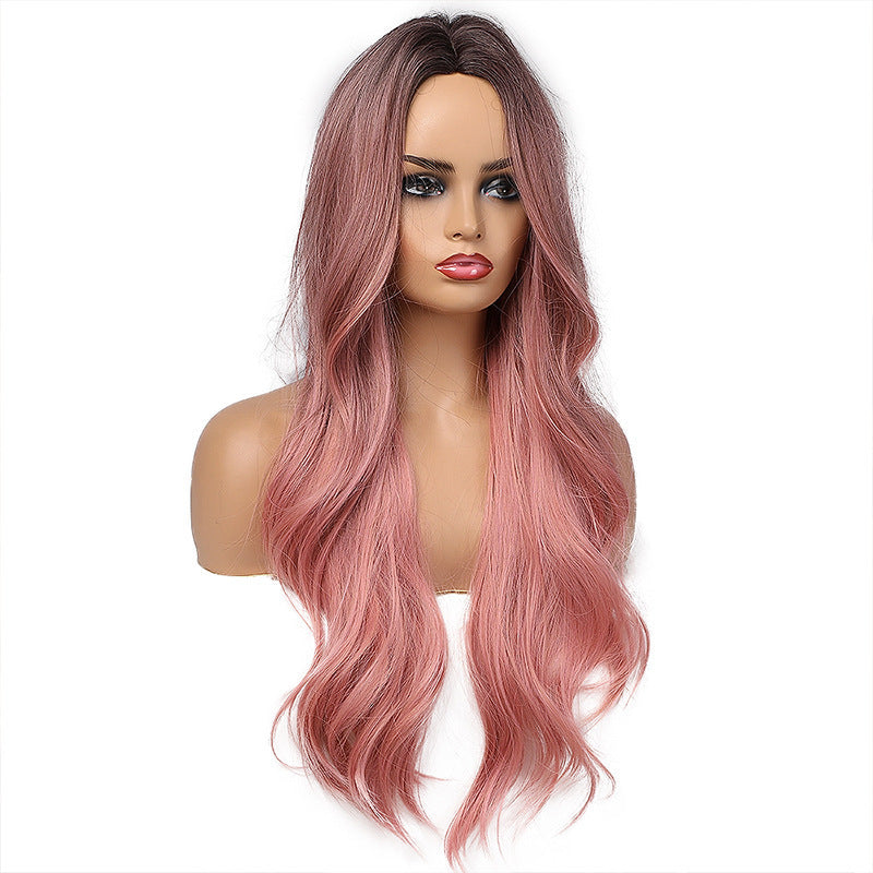 Pink Curly Synthetic Wig