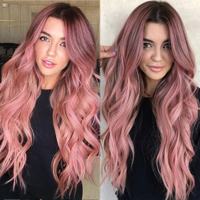 Pink Curly Synthetic Wig