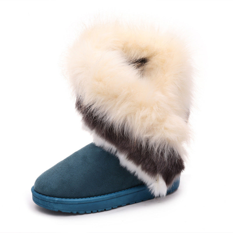 fox fur thick-soled non-slip boots