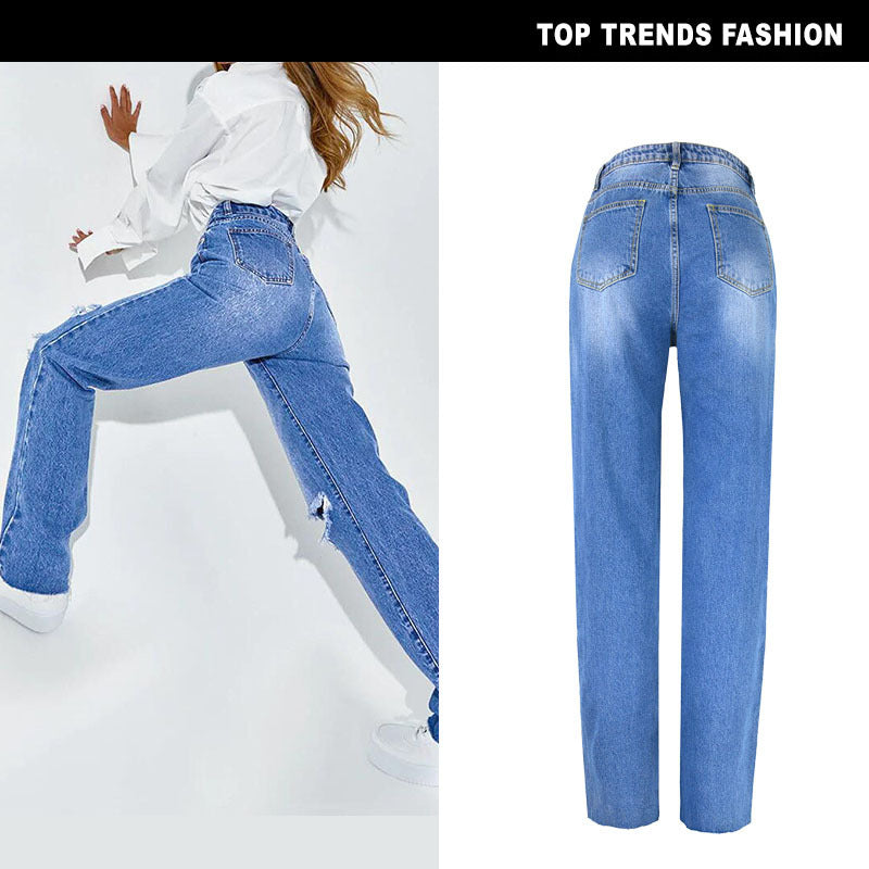 Straight Ripped Jeans