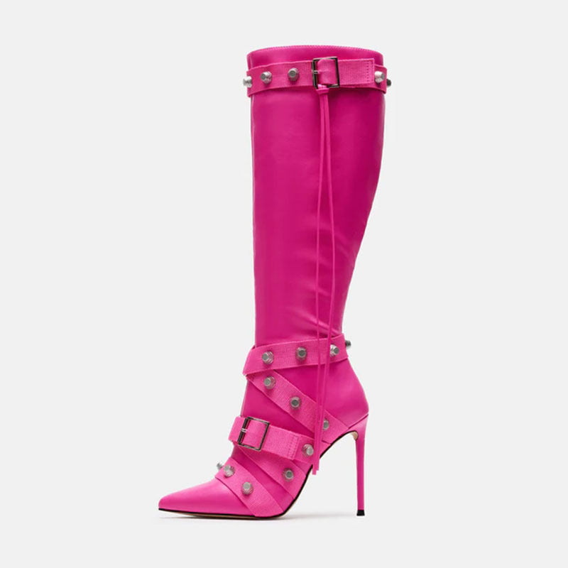 Leathern Pointed Stiletto Heel High