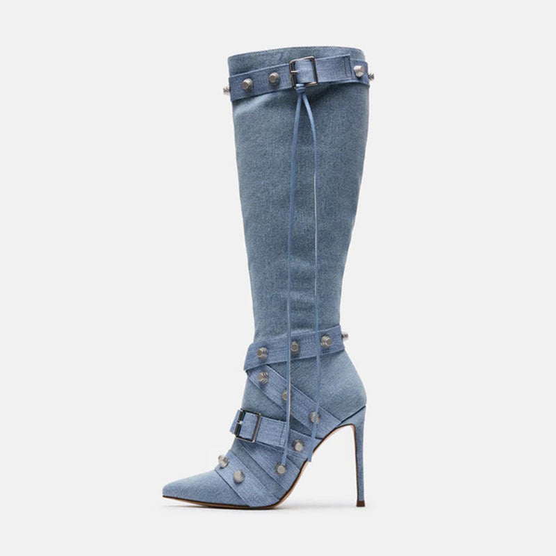 Leathern Pointed Stiletto Heel High