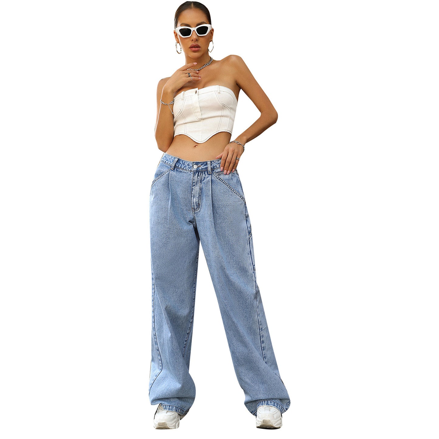Trendy High Waist Loose Trousers