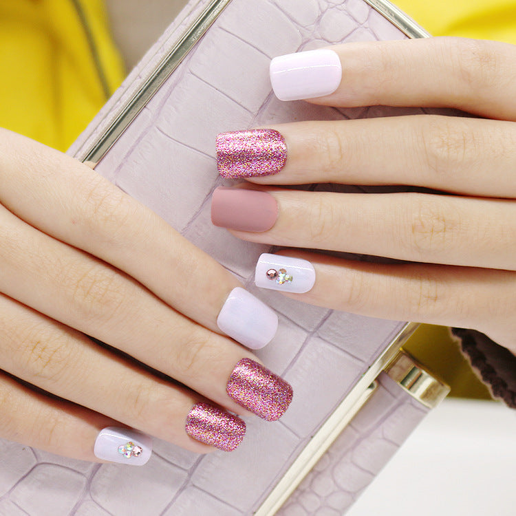 24 pieces matte metallic nails
