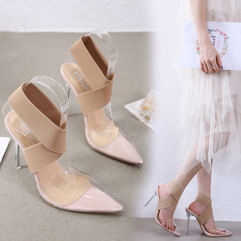 Apricot Wrap Transparent Stiletto Sandals