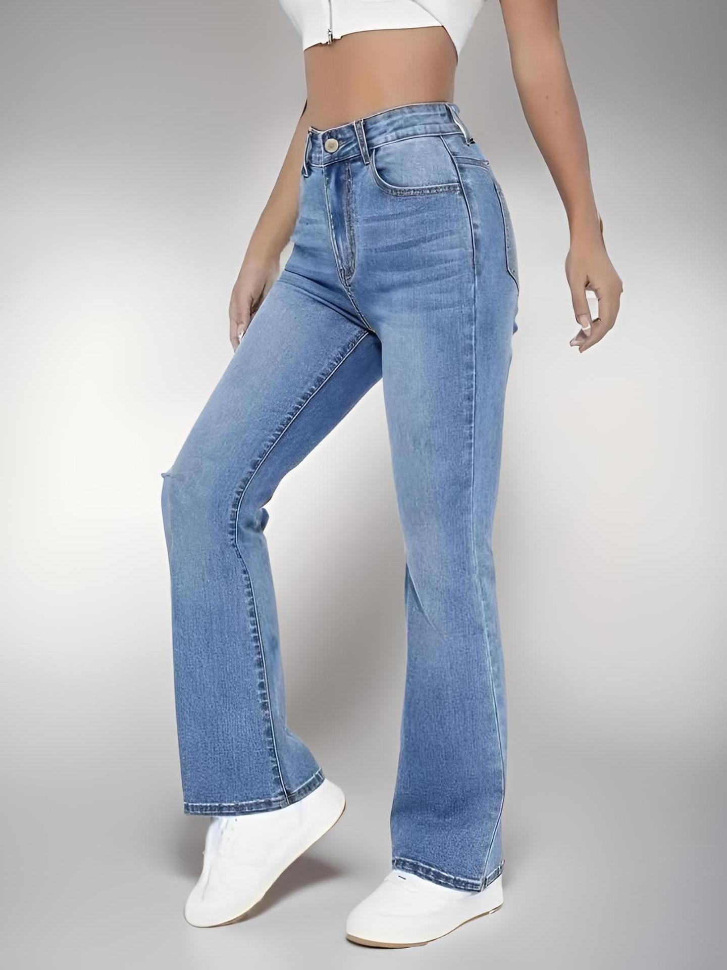 High Waist Straight Slim Fit All-match Stretch Jeans