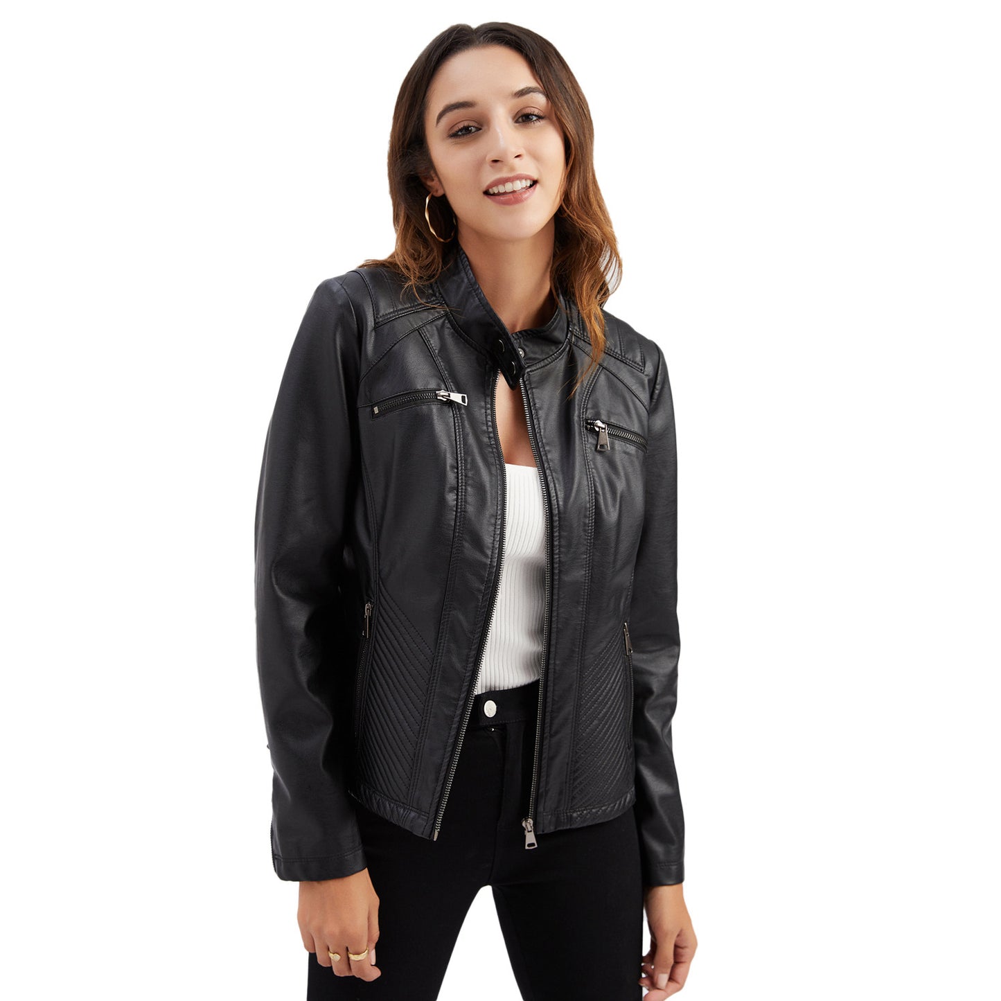 Leather Collar Jacket