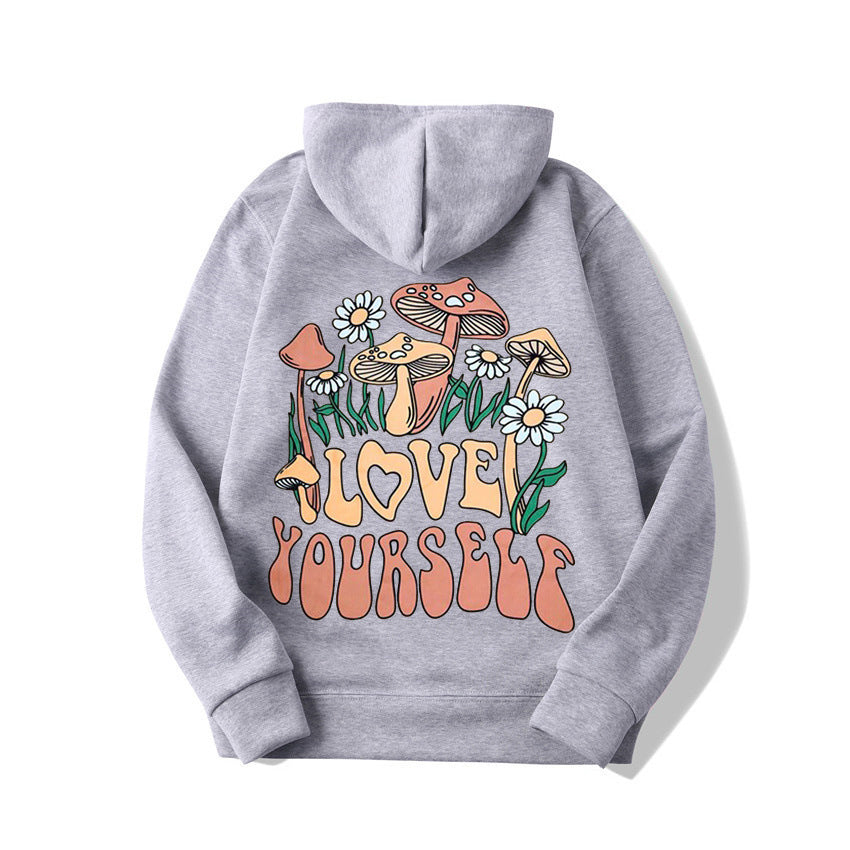Loose Mushroom Slogan Hoodie