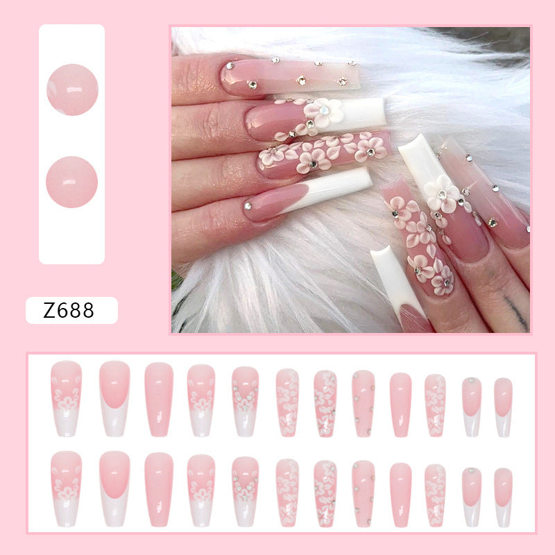Long Diamond French Nails