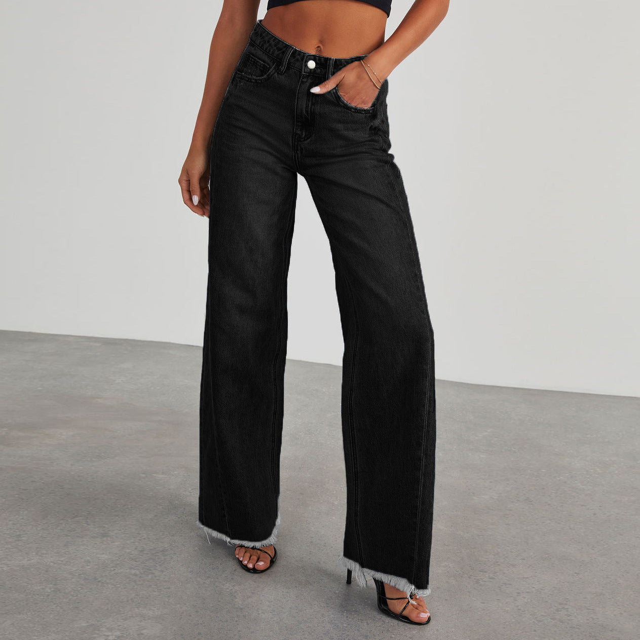 High Waist Jeans With Pockets Slim Fit