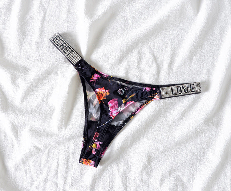 Low Waist Rhinestone G-string