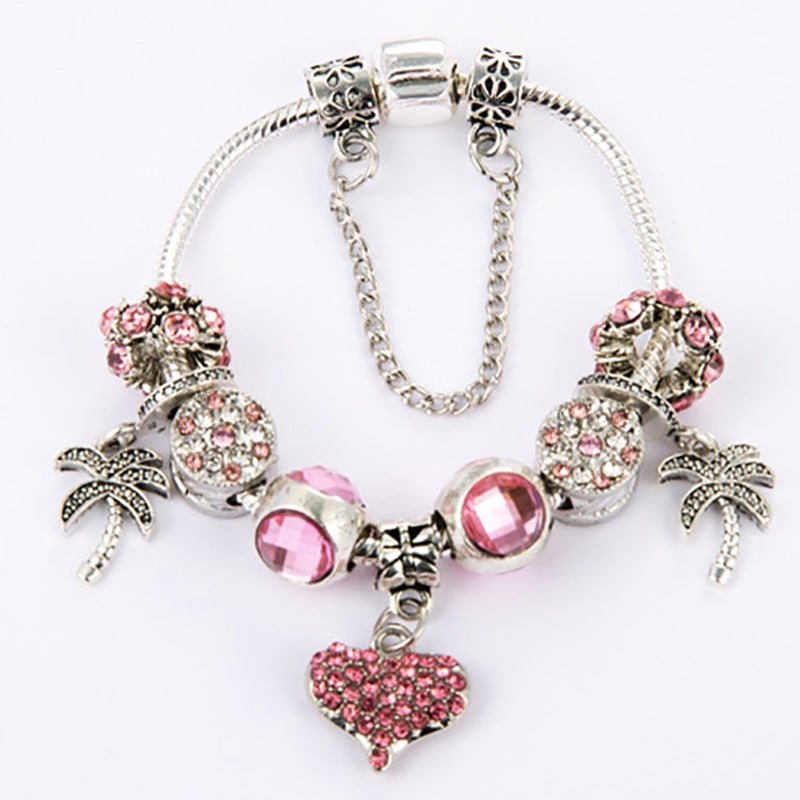 Peach Heart Pendant Bracelet
