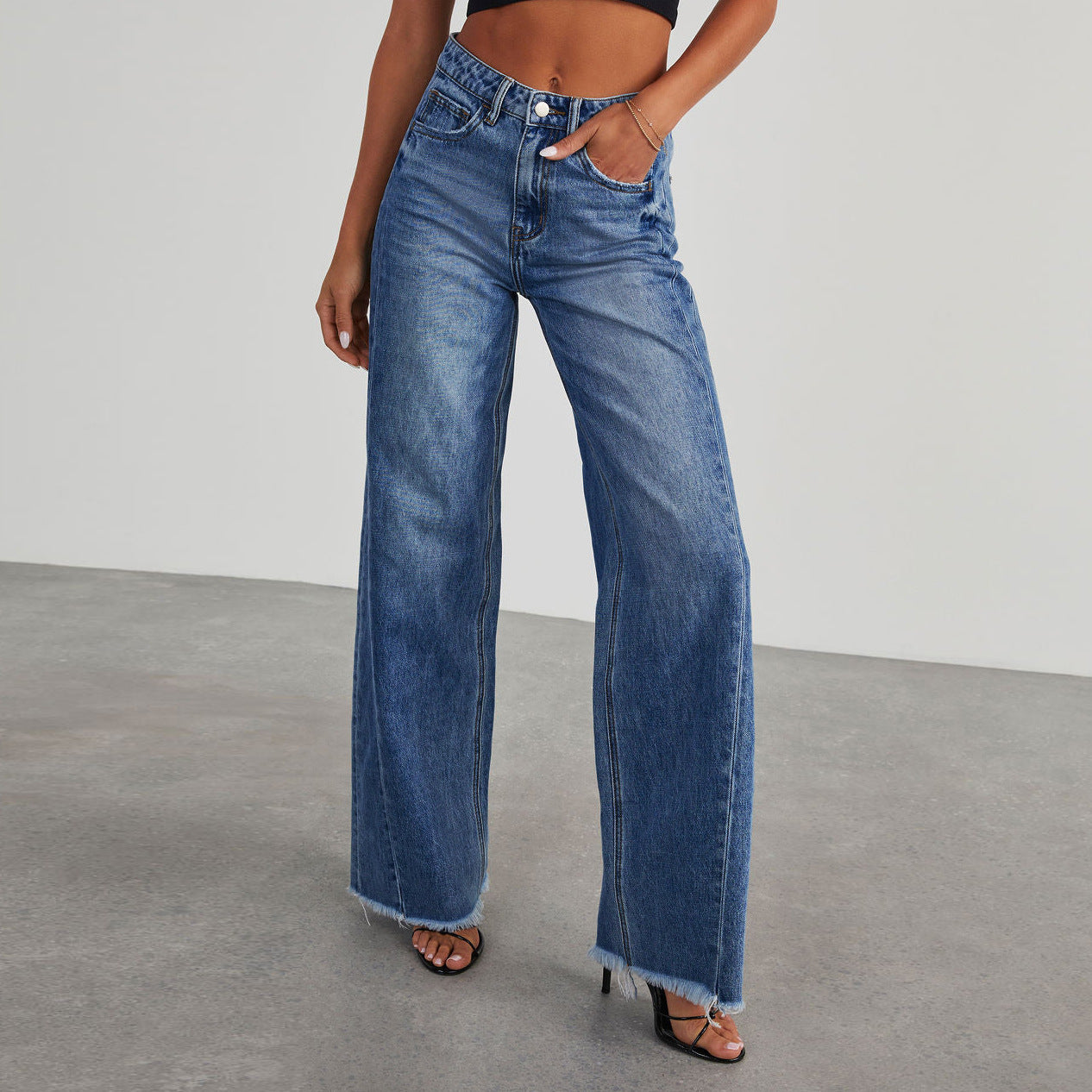 High Waist Jeans With Pockets Slim Fit