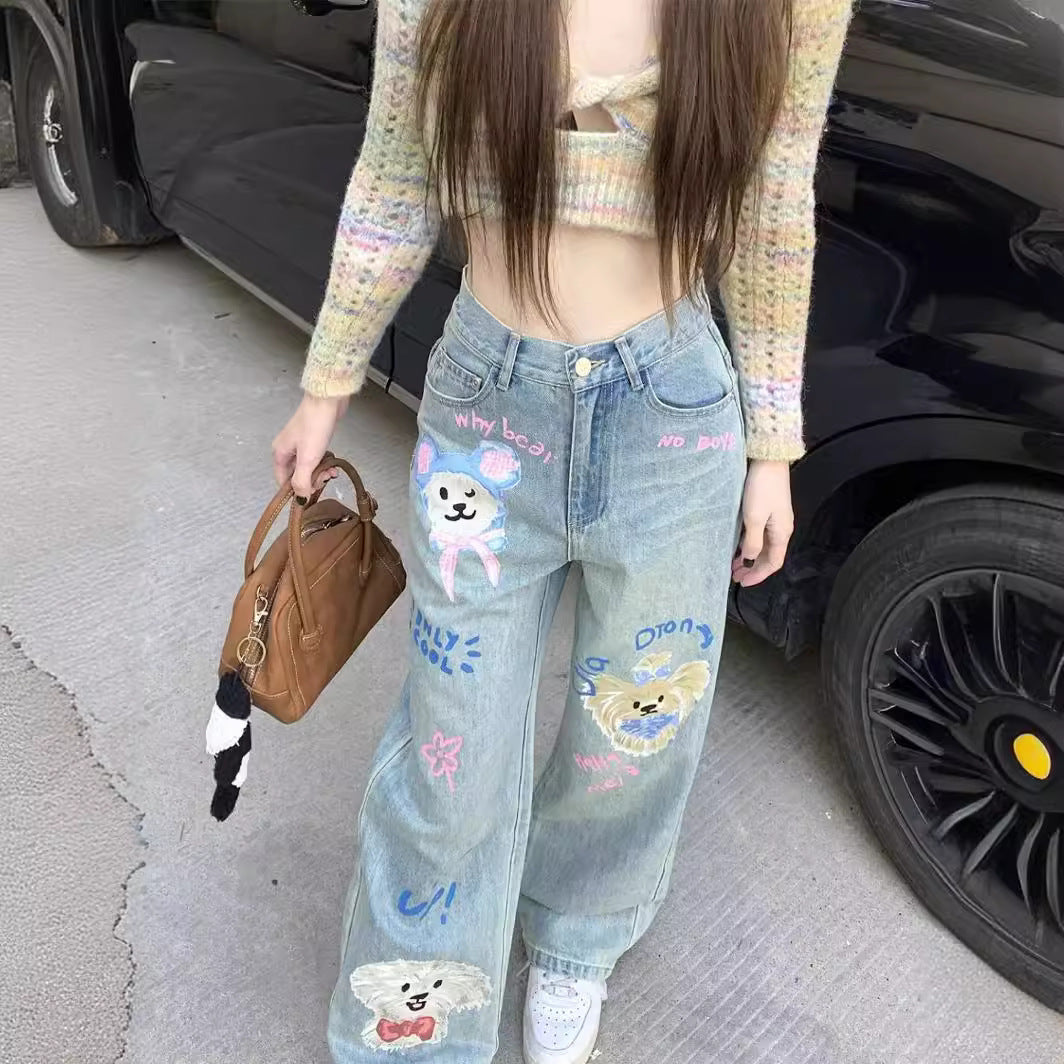 High Waist Loose Straight Wide Leg Jeans