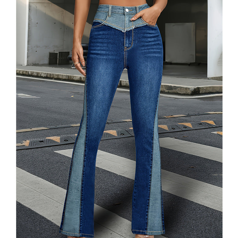 Stitching Contrast Denim Jeans