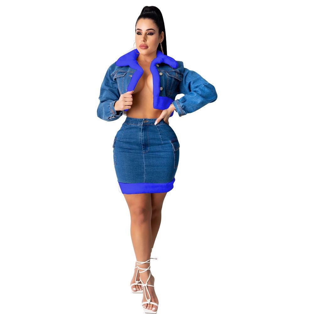 Plush Denim Two-piece Suit