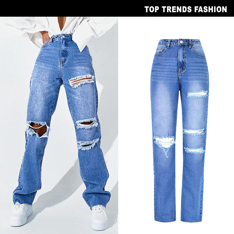Straight Ripped Jeans