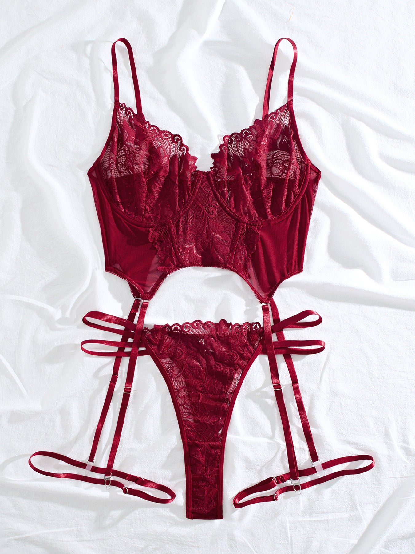 Lace See-through Bra Two-piece Suit