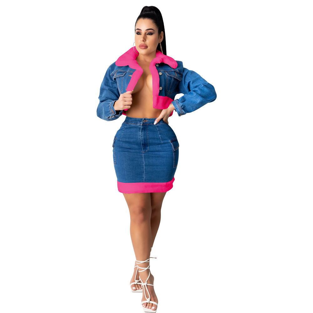 Plush Denim Two-piece Suit