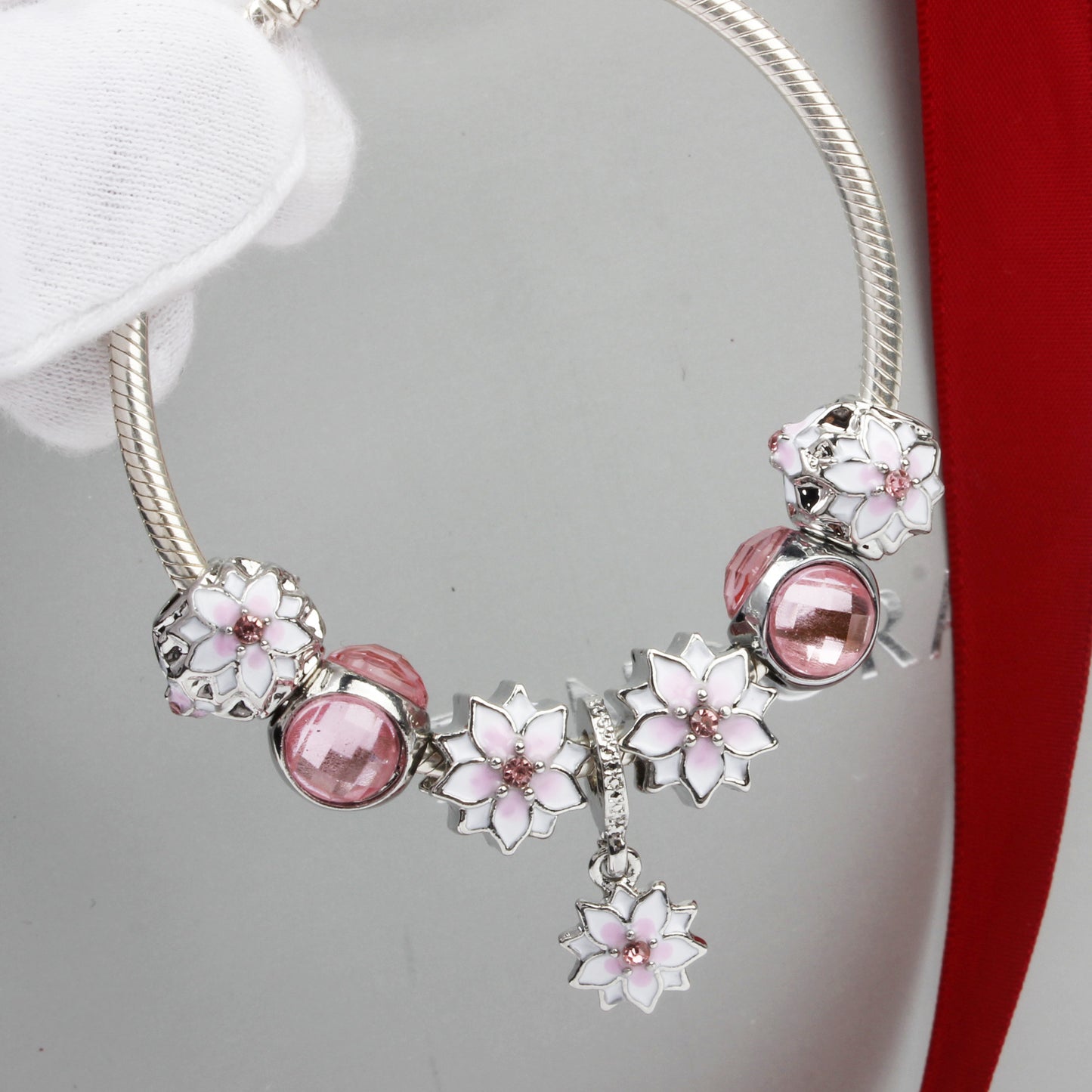 Magnolia alloy bracelet