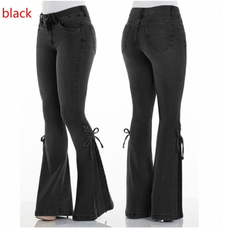 Mid-waisted denim stretch jeans