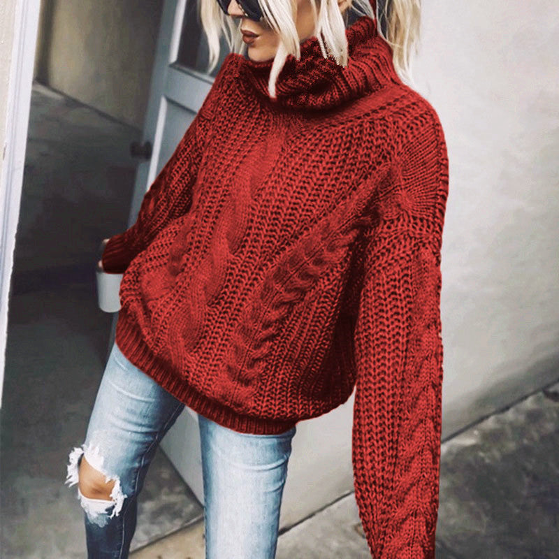 Solid Color Turtleneck Knitting