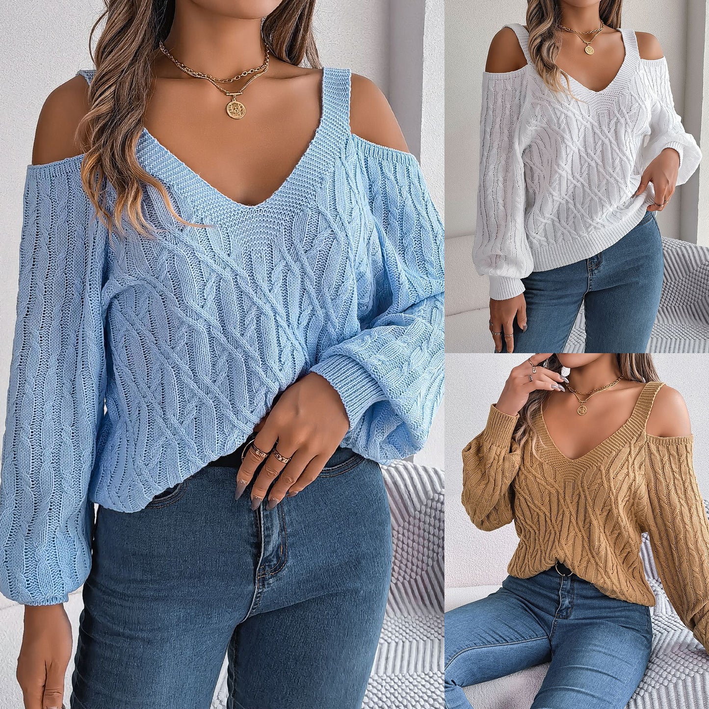 Off-the-shoulder Lantern Sleeve
