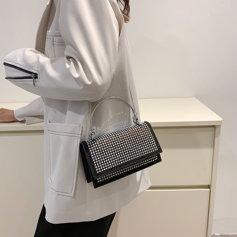 Glitter Crystals Daily Silver Black Shoulder Bag