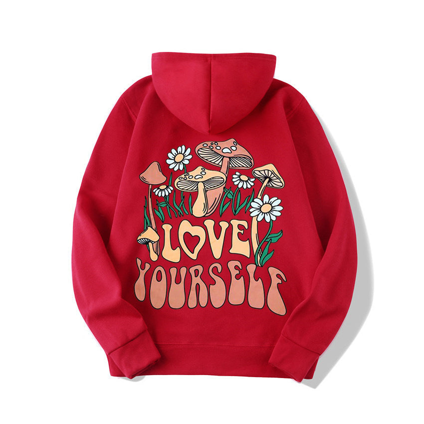 Loose Mushroom Slogan Hoodie