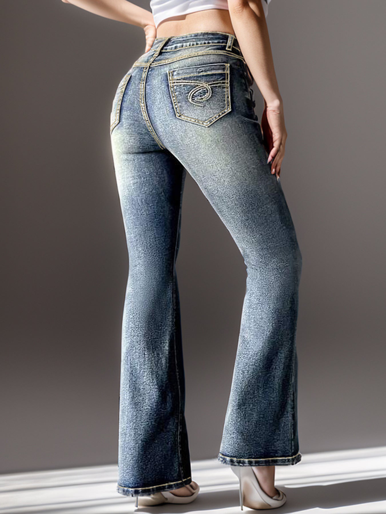 Vintage Elastic Pocket Jeans